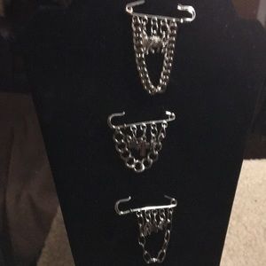 Three Safety Pin Brooches